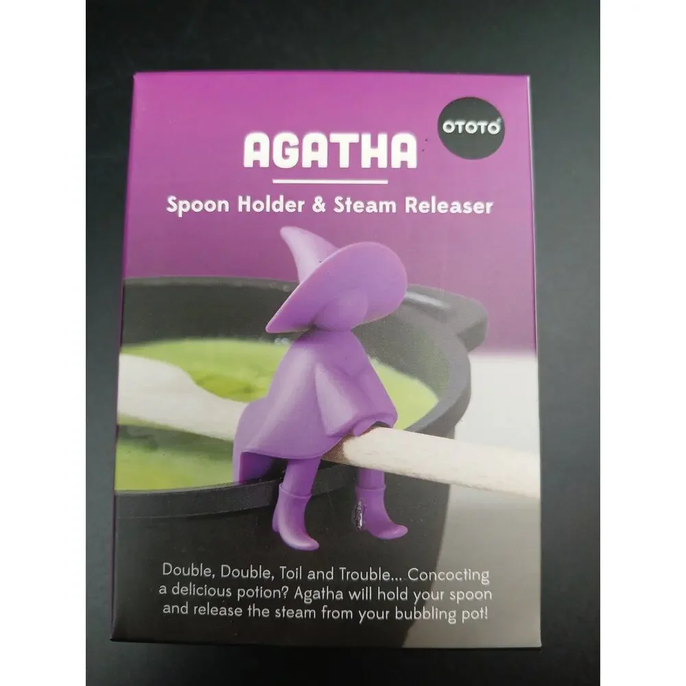 SET OF 4 Agatha Witch Spoon Holder & Steam Releaser Ototo Halloween Kitchen NEW